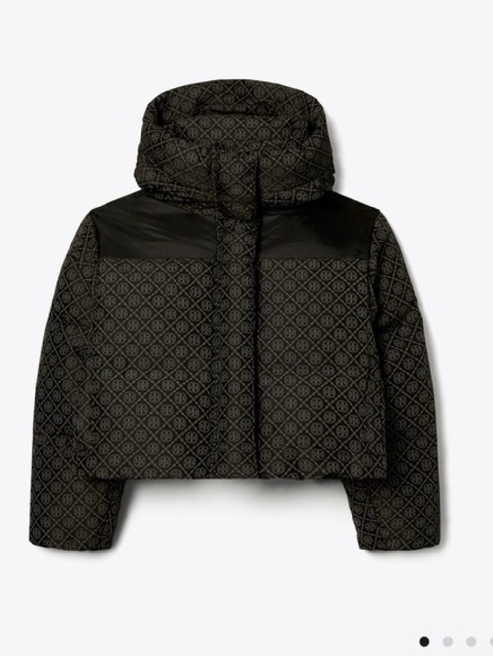 Tory Burch Black Quilted Logo Cropped Puffer Jacket Down Jacket